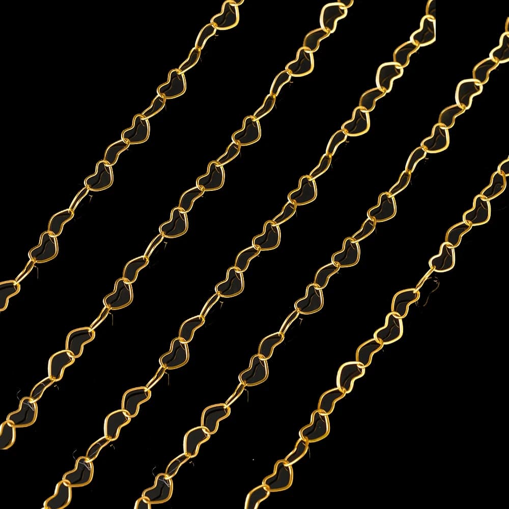 Cavo a forma di cuore d'amore in acciaio inossidabile placcato oro da 1 metro/2 metri per collana fai da te, bracciale, girocollo, creazione di gioielli, catene, risultati sfusi