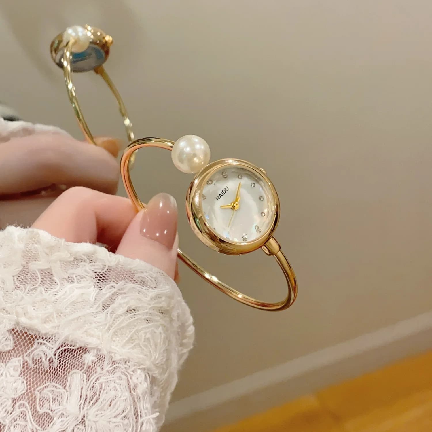Elegante orologio da polso con cinturino in perle per donna, orologio da polso al quarzo con quadrante con diamanti, orologio da donna, orologio da ragazza, Reloj Mujer