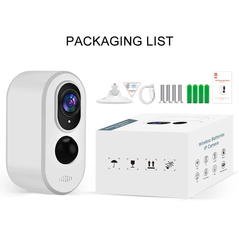 Tuya APP Bluetooth 3MP 1296P Long Time Standby Low Comsunption Battery Power IP Camera AI Humanoid Motion Detection Baby Monitor