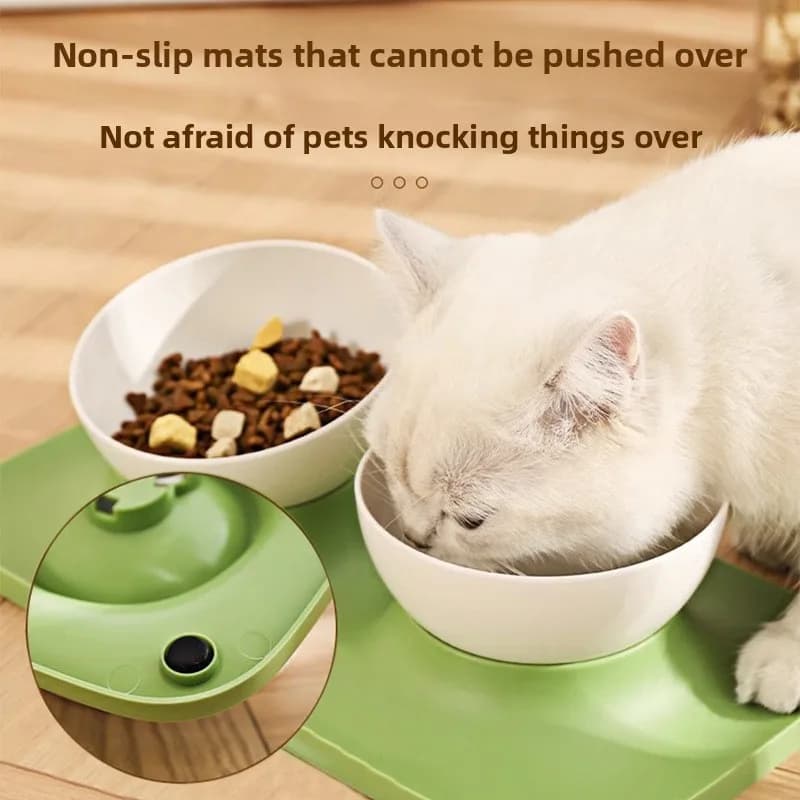 Ciotola Inclinata per Animali Domestici, Ciotola per Gatti con Protezione del Collo, Dispenser Regolabile per Cibo e Acqua, Design Anti-Imbiancamento del Mento per Gatti e Cani