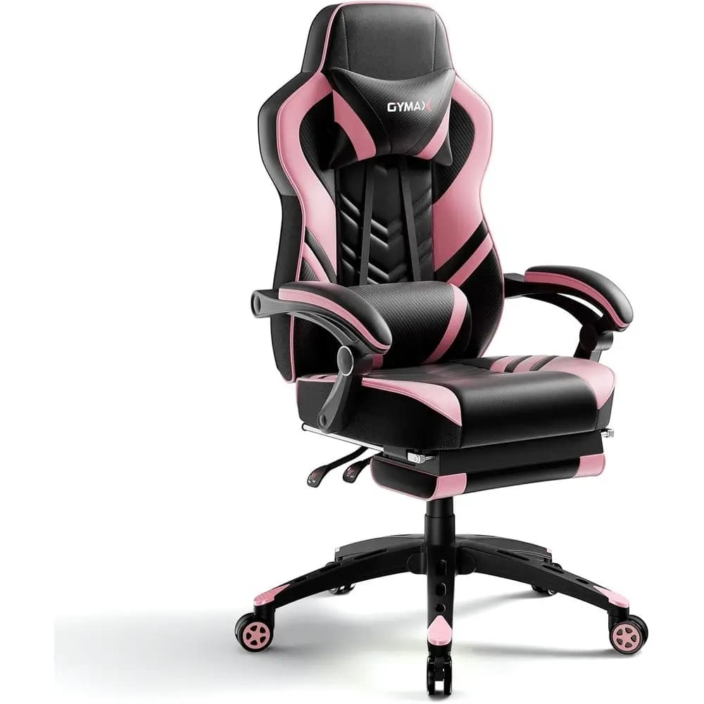 Sedia da Gaming Ergonomica in Pelle PU Stile Racing con Supporto Lombare e Rotazione Regolabile, Rosa
