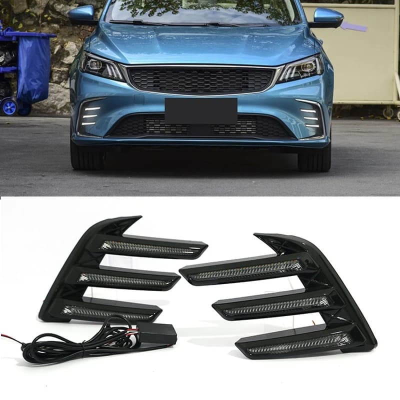 Per Geely Coolray 2021 Auto Ha Condotto La Luce Diurna Anteriore Della Lampada Della Nebbia DRL Giallo Dinamico Segnale di Girata Notte Blu 12V Luci Diurne