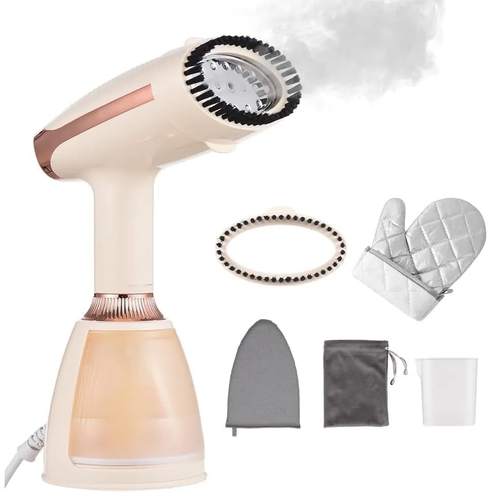 Vaporizzatore Portatile per Vestiti 1500W, Riscaldamento in 20s, Rimuovi Pieghe, con Serbatoio da 280ml e Spazzola per Tessuti