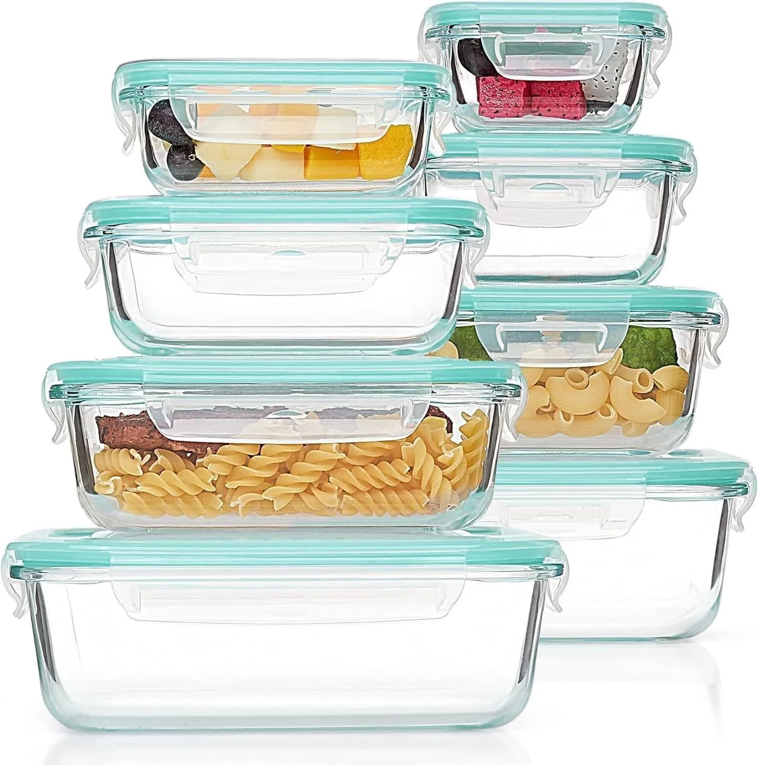 VTOPMART Contenitori in Vetro per Alimenti con Coperchi Ermetici - Set da 8 Pezzi