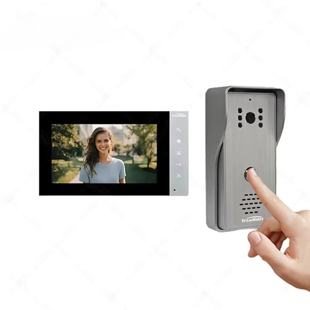 Trudian Videocitofono da 7 pollici Videocitofono impermeabile con cavo analogico per appartamento a 4 fili Videocitofono per villa dalla Cina