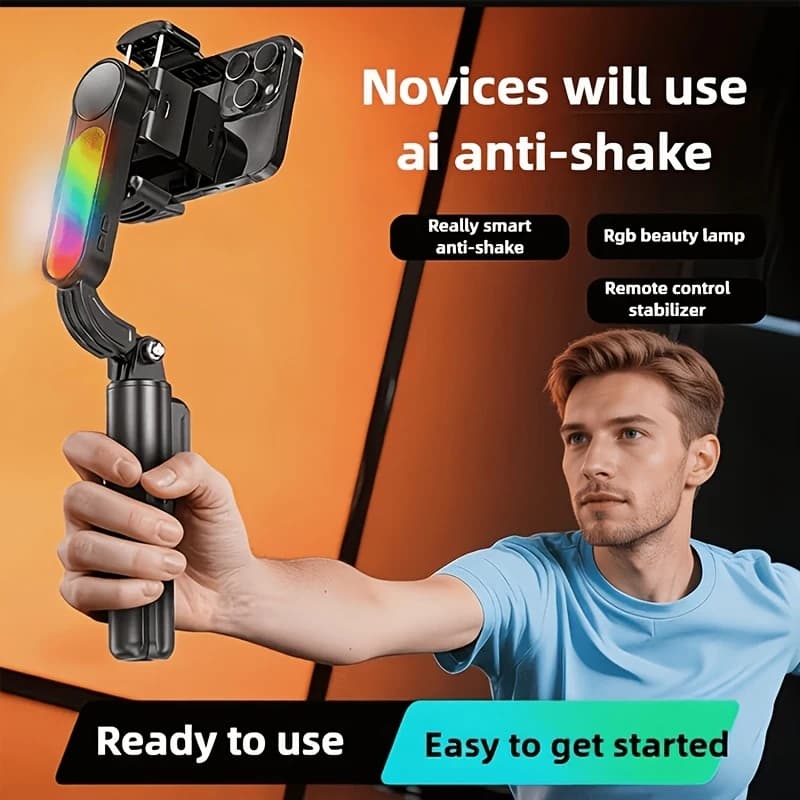 Q33 Smart Selfie Stick Anti-Shake, con funzione anti-vibrazione, supporto estensibile per live streaming, stabilizzatore wireless per riprese portatili.