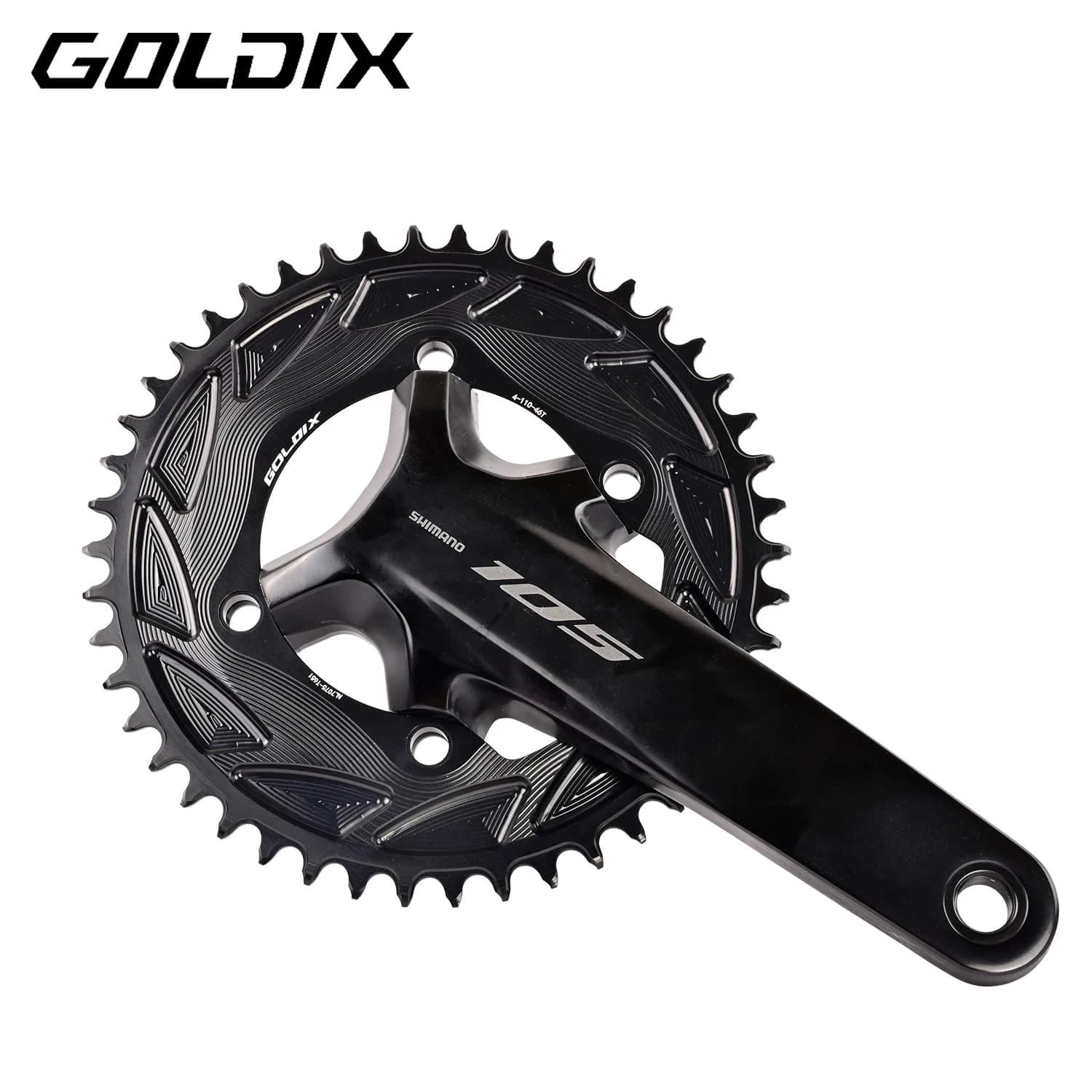 GOLDIX 110BCD Corona per bicicletta 3mm Offset AERO 110BCD Pignone a 4 bulloni per SHIMANO R7000 R7100 R8100 R9200 110BCD