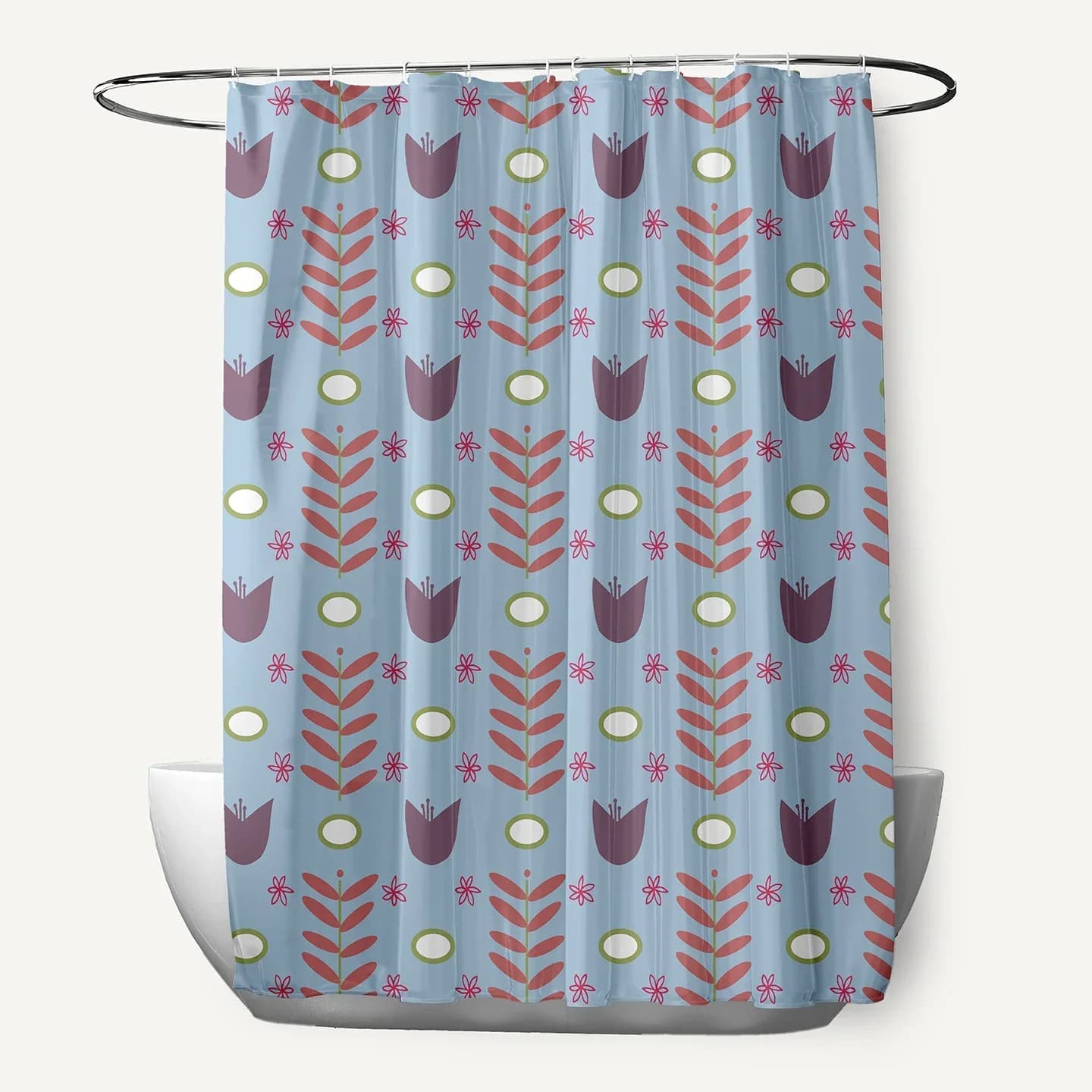 Spring Garden Polyester Shower Curtain 70 Inch Wide by 73 Inch Long Lighter Than Air Blue