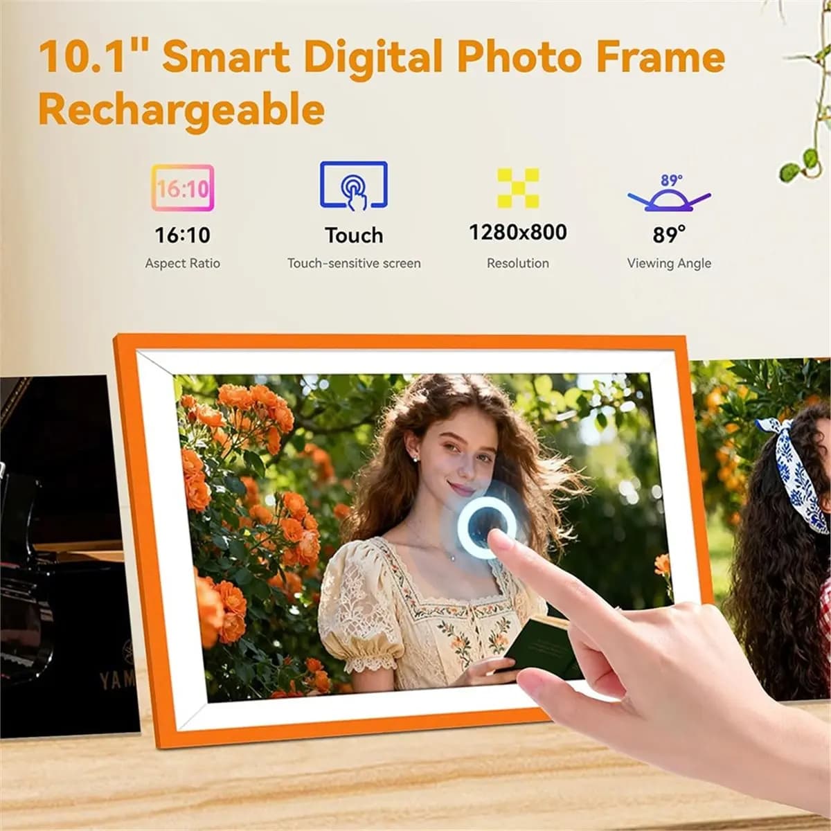Cornice Digitale OKgood con Schermo LED Elettronico 10.1'' 1280x800 HD IPS, Condividi Foto e Video, 6 Ore di Autonomia, 32GB