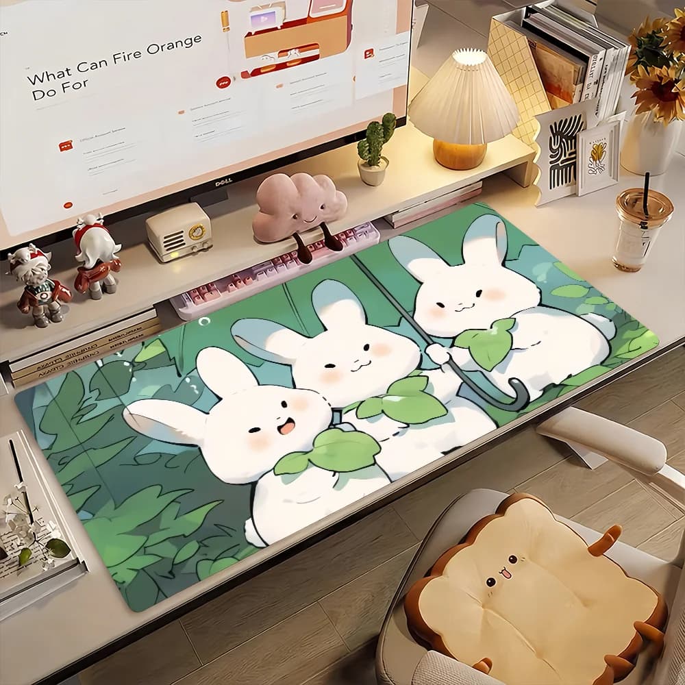 Simpatico tappetino per mouse a forma di coniglietto Kawaii, antiscivolo in gomma, per gamer, tappetino per computer, decorazione, tappetino da scrivania, per laptop, ufficio, grande