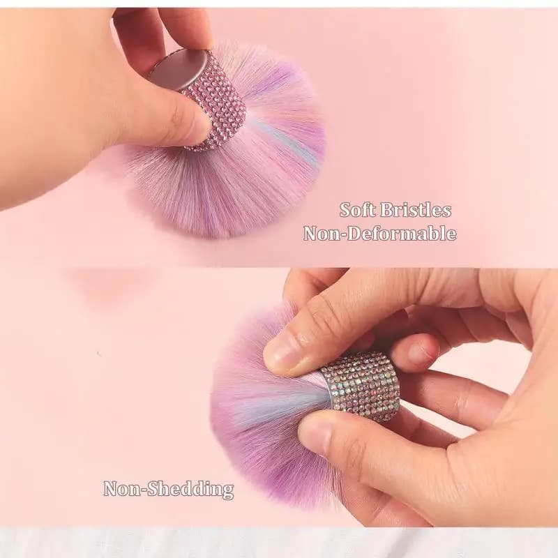 1PC Pennello per trucco Strass Bling Maniglia Unghie Spazzola per pulizia artistica Spazzola per polvere per unghie Pennello per fard Forniture per strumenti per manicure