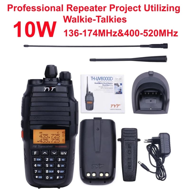 Tyt Th-Uv8000D Walkie Talkie a lungo raggio Ripetitore 10W Dual Band Vhf 136-174Mhz Uhf 400-520Mhz Ham Radio Fm Wireless Set da campeggio