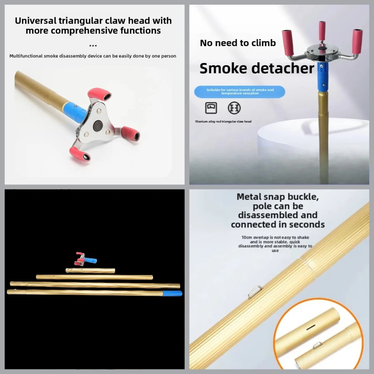No ladder smoke detector removal tool, multi-functional fire smoke temperature installation and maintenance wrench