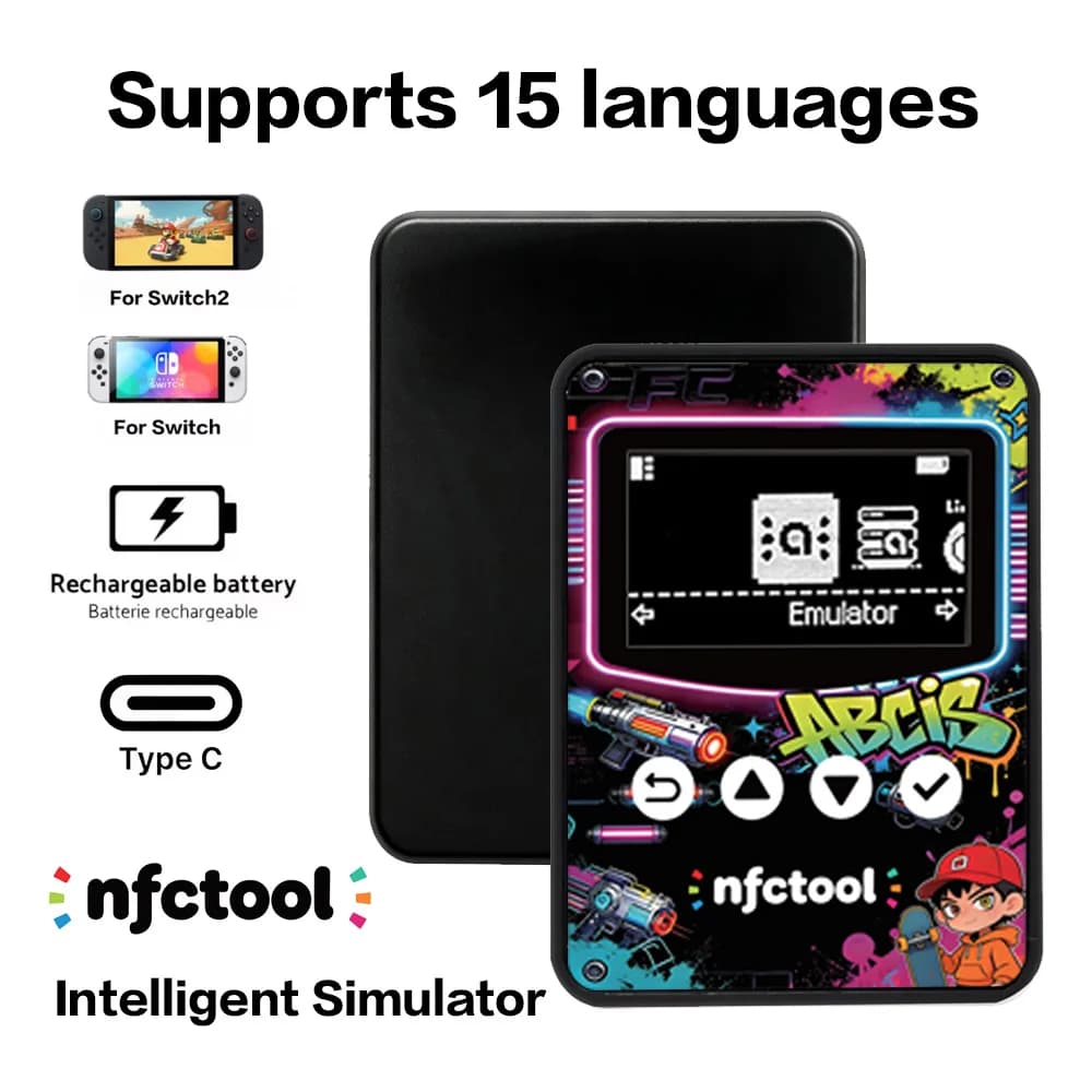 Nuovo NFCTool per Emulatore Smart Amiibo con Schermo OLED HD, Scrittore NFC IC/NTAG215 per Scorrimento Infinito per Switch/Switch 2/New 3DS/WiiU