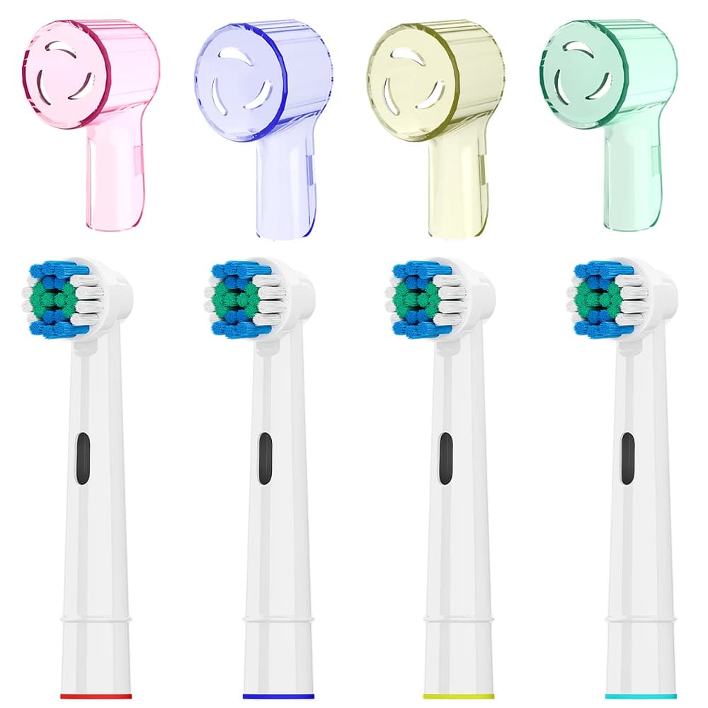 4 spare heads for toothbrush and 4 dust cover compatible with Oral B electric toothbrush, for 1000 1500 500
