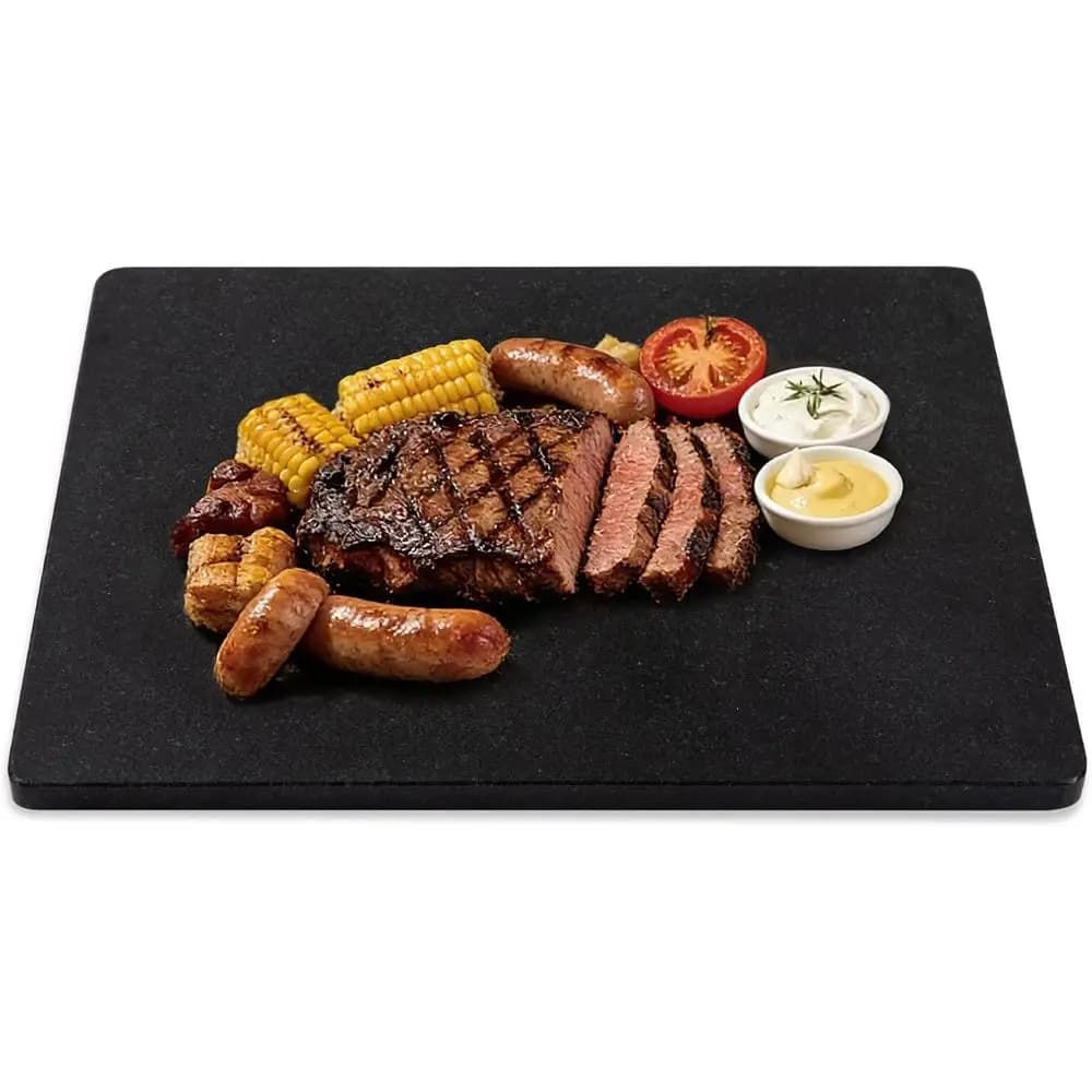 Large 16x20 Inch Black Granite Marble Cutting Board with Non-Slip Base for Kitchen, Pastry, Cheese, and Serving