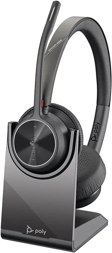 Wireless Headset with Charge Stand, Noise-Canceling Mic, Bluetooth 5.2, Works with PC/Mac, Teams Certified
