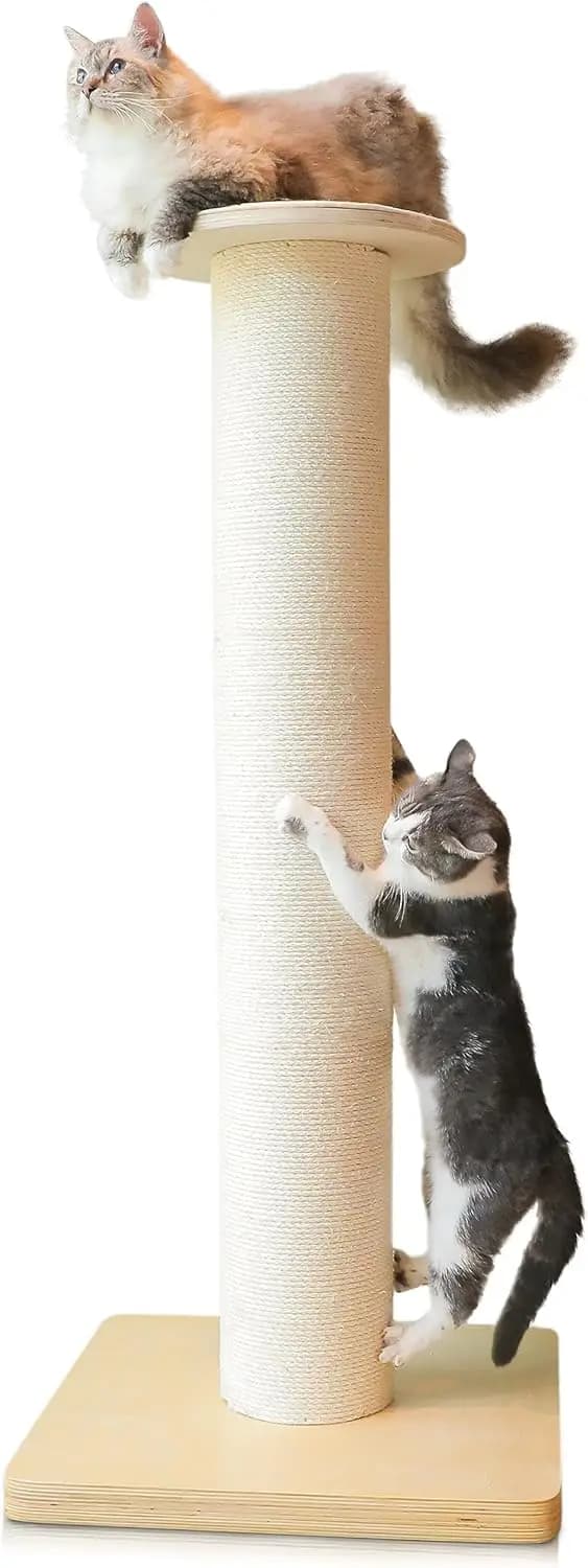 Tiragraffi Extra-Large da 50 Pollici per Gatti Grandi, Corda in Sisal Spessa 7,3 Pollici e Base in Legno Massello