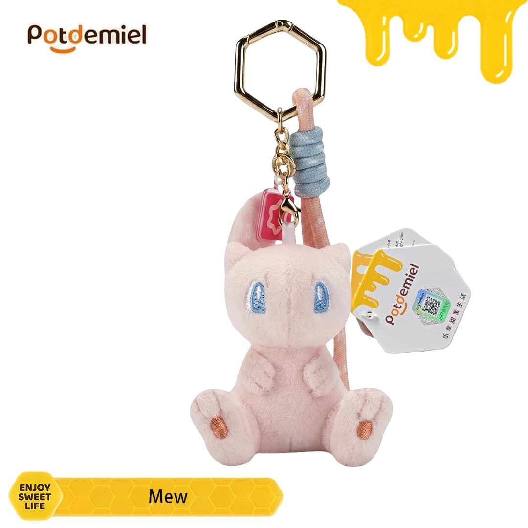 Potdemiel Pokemon Mew Plush Phone Charm Keychain Bag Charm Backpack Pendant Holiday Kids Souvenir Gift Collectible Figure Toy