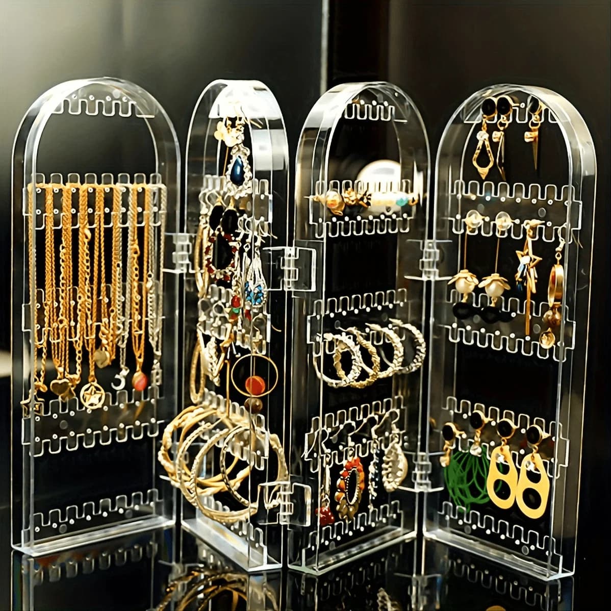 Acrylic Earring Display Stand with 240 Holes & 128 Grooves, Clear Jewelry Organizer Storage Rack, Large Capacity Earring Holder for Retail Stores, Craft Shows & Home Vanity
