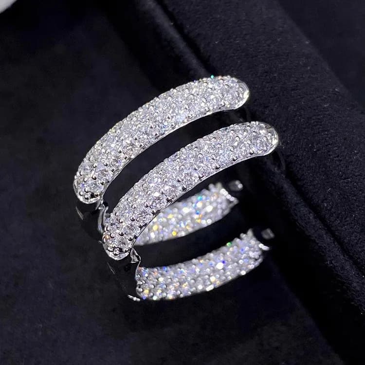 925 Sterling Silver Diamond Earrings Premium Light Luxury Versatile Ear Buckles for Women