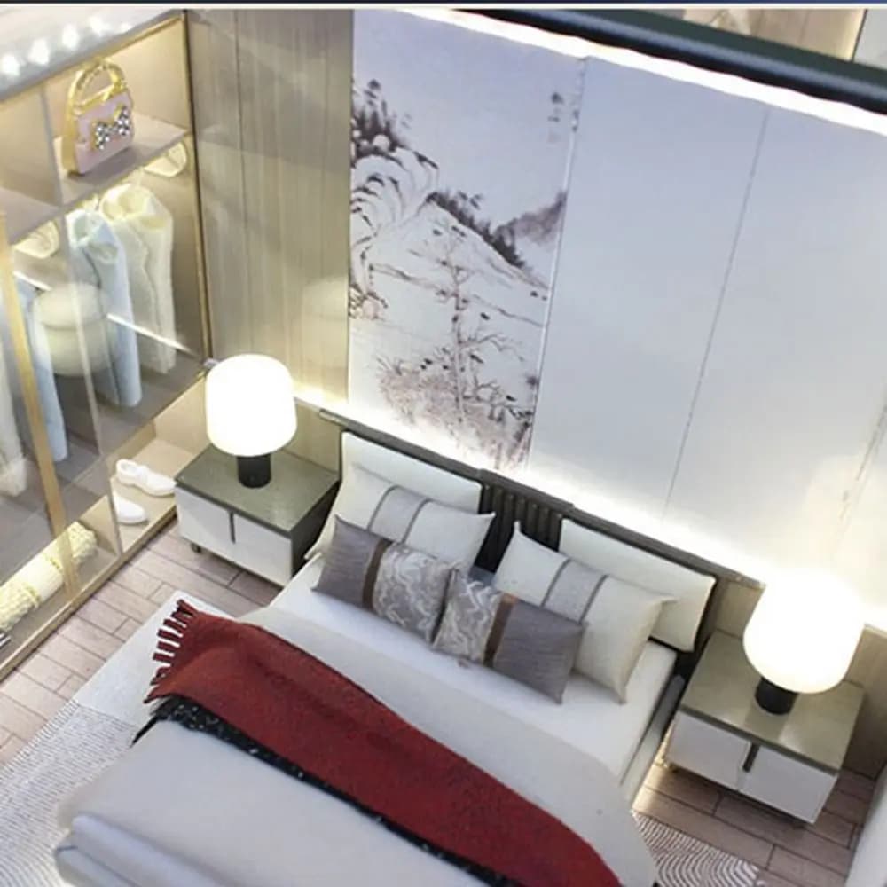 Nuovo letto in miniatura per casa delle bambole 1:20 Mini letto bianco fai-da-te Decorazione per casa delle bambole