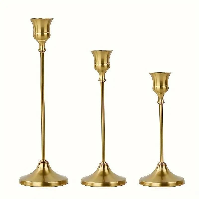 3pcs/set European Style Exquisite Metal Candlestick Candle Holder Stand for Wedding Table Christmas Home Party Decor