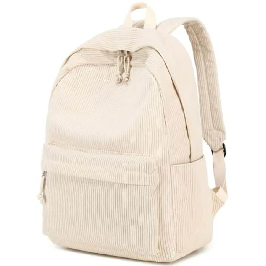 School Backpack for Teens Large Corduroy Bookbag Lightweight 15.6 inch Laptop Bag for Girls Women Casual High School College
