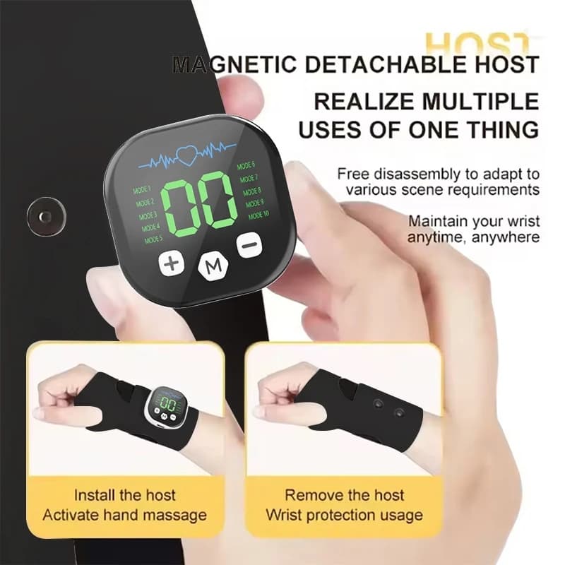 Massaggiatore da Polso Ricaricabile per Sollievo dal Dolore del Tunnel Carpale, Terapia EMS con Vibrazione, Supporto per Tendinite, USB