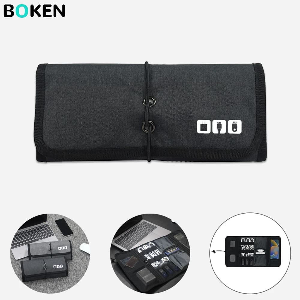 Borsa Organizer da Viaggio per Cavi, Caricabatterie, Cavi USB, Power Bank - Custodia Portatile Pieghevole per Accessori Elettronici per Casa e Ufficio
