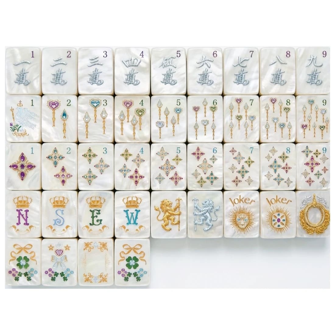 Luxurious high-value pearl shell patterned mahjong, inlaid with pearl acrylic, suitable for gift giving and family entertainment