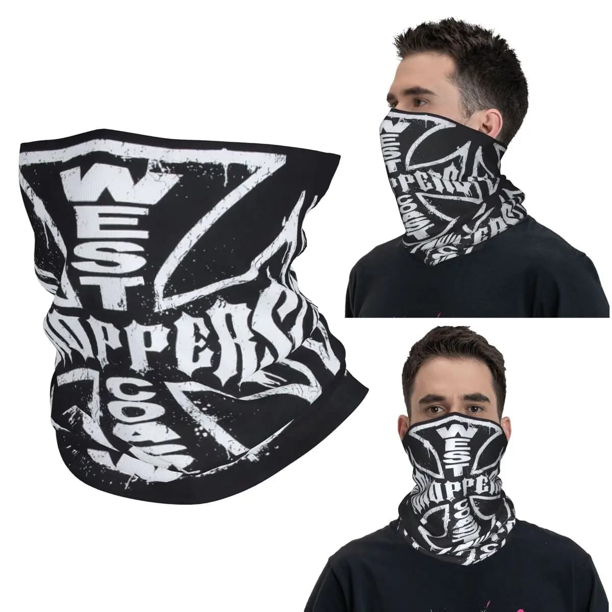 West Coast Iron Cross Choppers Bandana Copricollo Stampato Maschera avvolgente Sciarpa Maschera multiuso Equitazione Unisex Adulto Traspirante