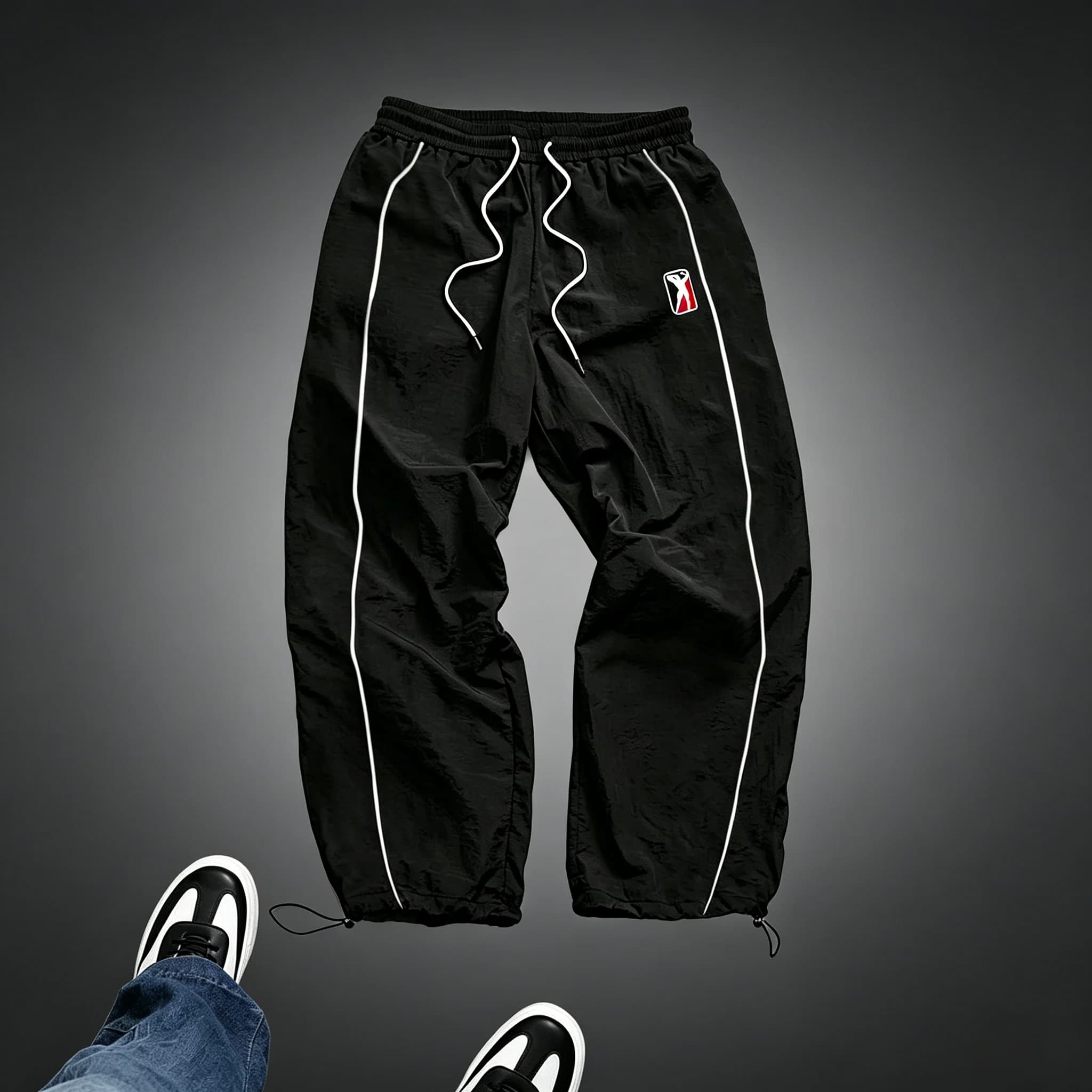Pantaloni da Jogging Larghi con Logo da Basket per Uomo, Leggeri con Coulisse, per Palestra e Streetwear, Primavera-Estate