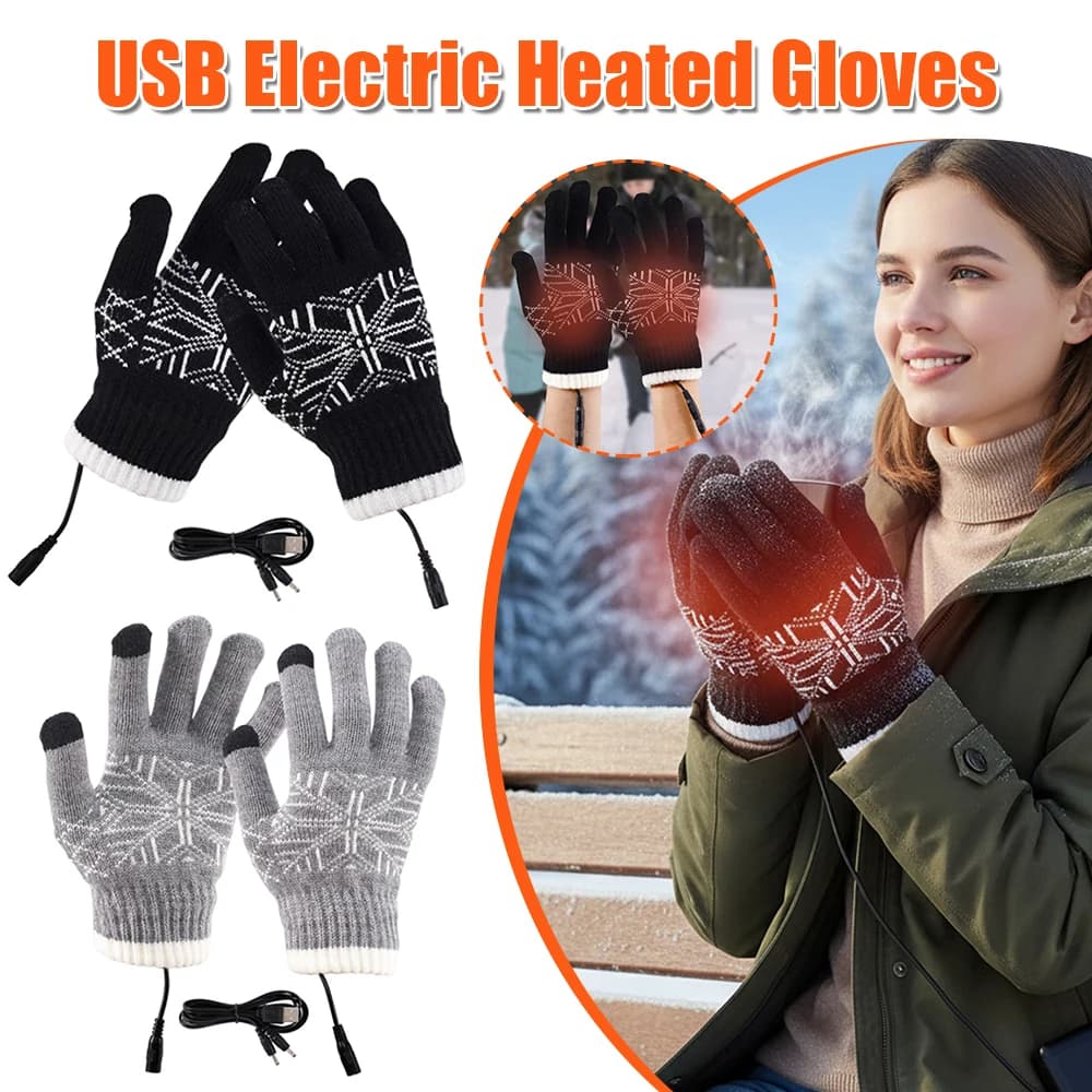 Guanti riscaldati elettrici USB Scaldamani touchscreen antivento Resistente all'usura Guanto da ciclismo addensato per escursioni in campeggio all'aperto
