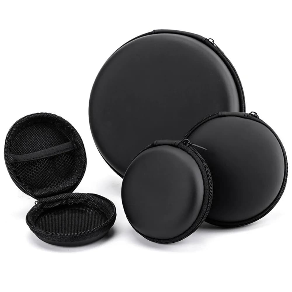 Scatola portaoggetti mini in EVA resistente, nera, portatile, con cerniera, custodia per auricolari e cavo di ricarica