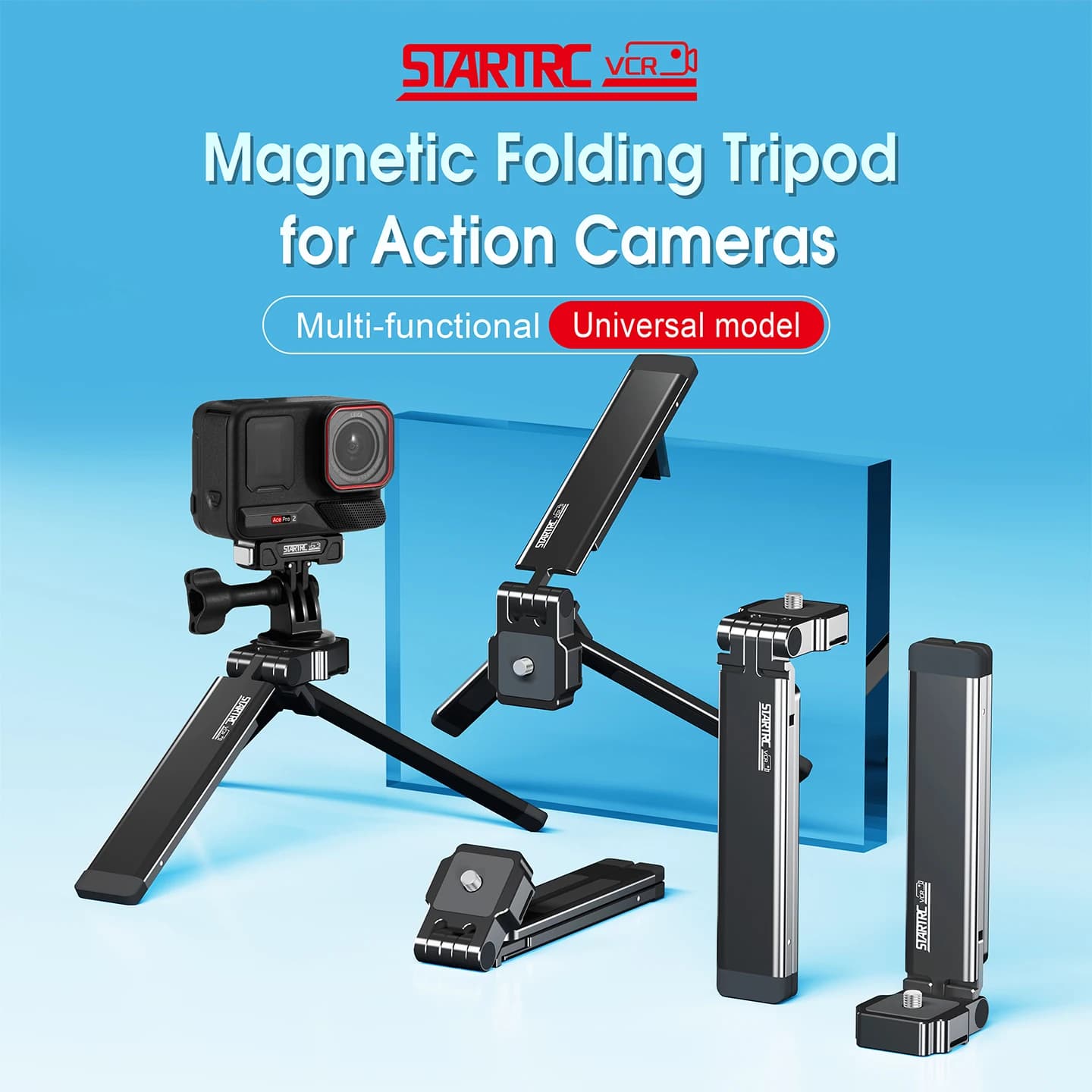 Treppiede Magnetico Pieghevole STARTRC per Insta360 X5 X4 Ace Pro 2, Accessori per Fotocamera GoPro, Asta Portatile in Alluminio, Supporto per Selfie Stick