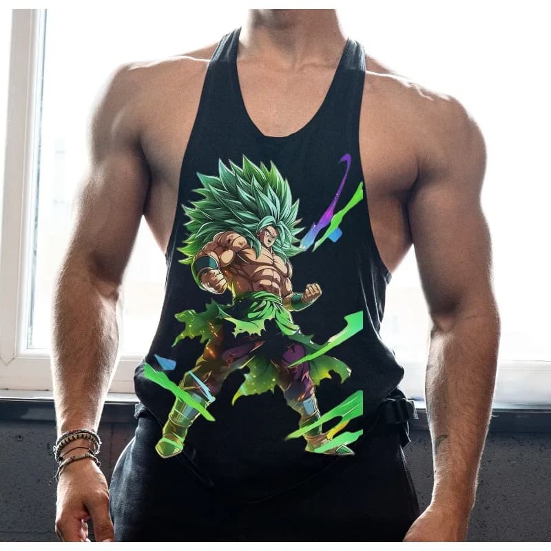 Autentico (Bandai) Autorizzato Dragon Ball Z Uomo Estate Palestra Sport Gilet a forma di croce Felpa ampia e traspirante per esterni