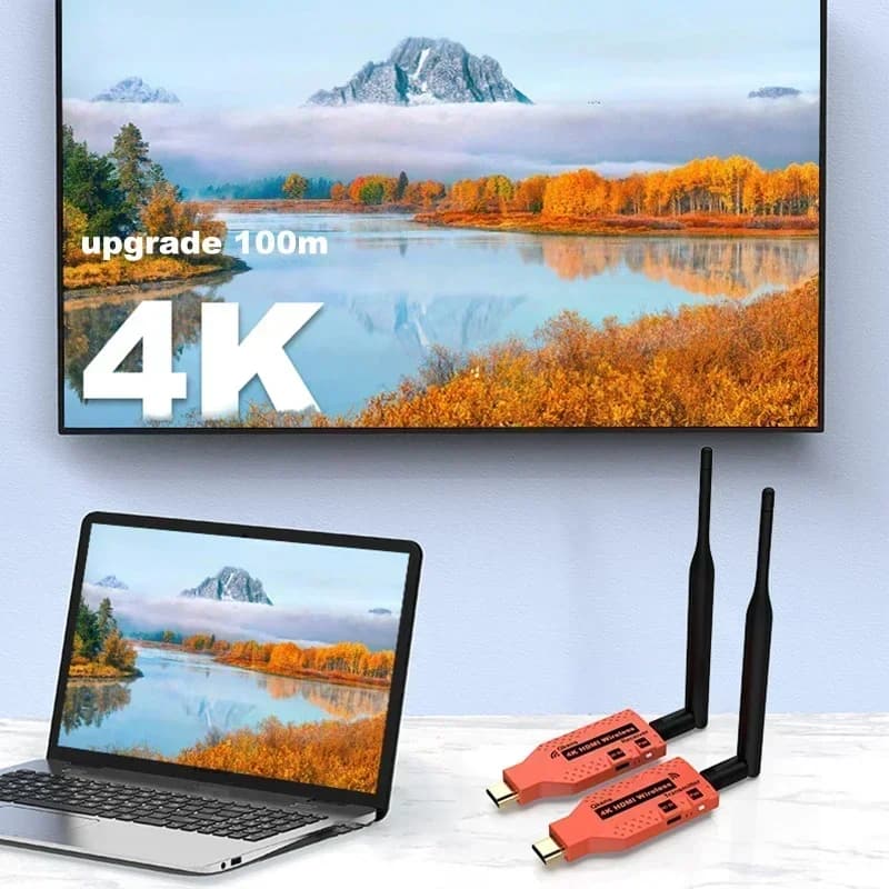 Ricevitore trasmettitore video HDMI wireless 4K da 100 m Adattatore display wireless Extender HDMI per fotocamera PC portatile per monitor TV