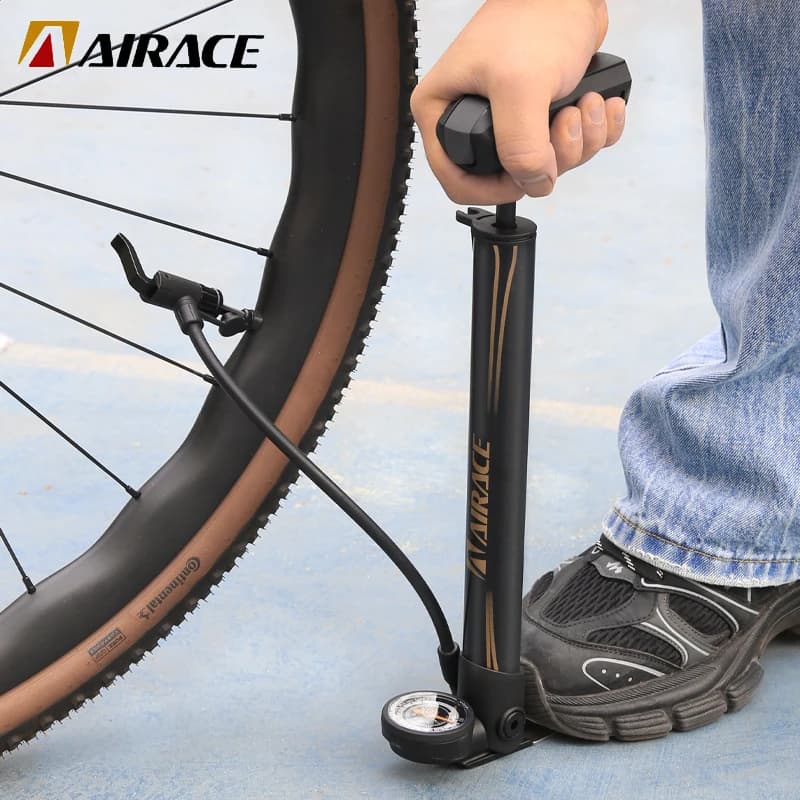 Pompa da pavimento per bicicletta 120Psi Corpo in alluminio Presta/Schrader Valvola 2 in 1 con grande manometro pieghevole Gonfiatore per bici da strada MTB