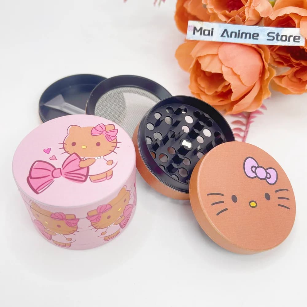 Grinder per Erbe Hello Kitty da 2 Pollici, Macina Spezie in Metallo Sanrio, Macina Manuale a 4 Strati per Sale, Erbe Grezze, Tabacco, Strumento per Fumare Sigarette