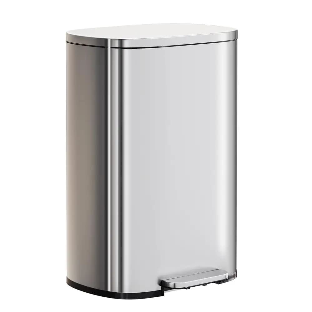 Bidone per Riciclaggio da 13 Galloni in Acciaio Inox con Apertura a Pedale, Coperchio e Secchio Interno per Cucina e Ufficio