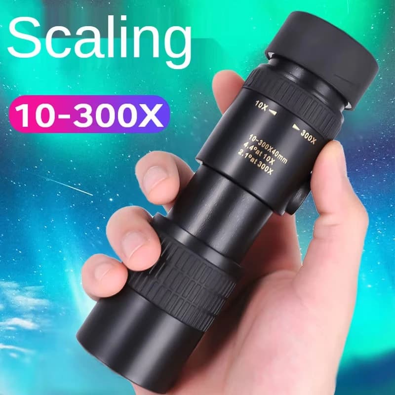 Telescopio zoom 10-300x40 HD 4K monoculare professionale portatile a lungo raggio con prismi BAK4 ideale per la caccia in campeggio