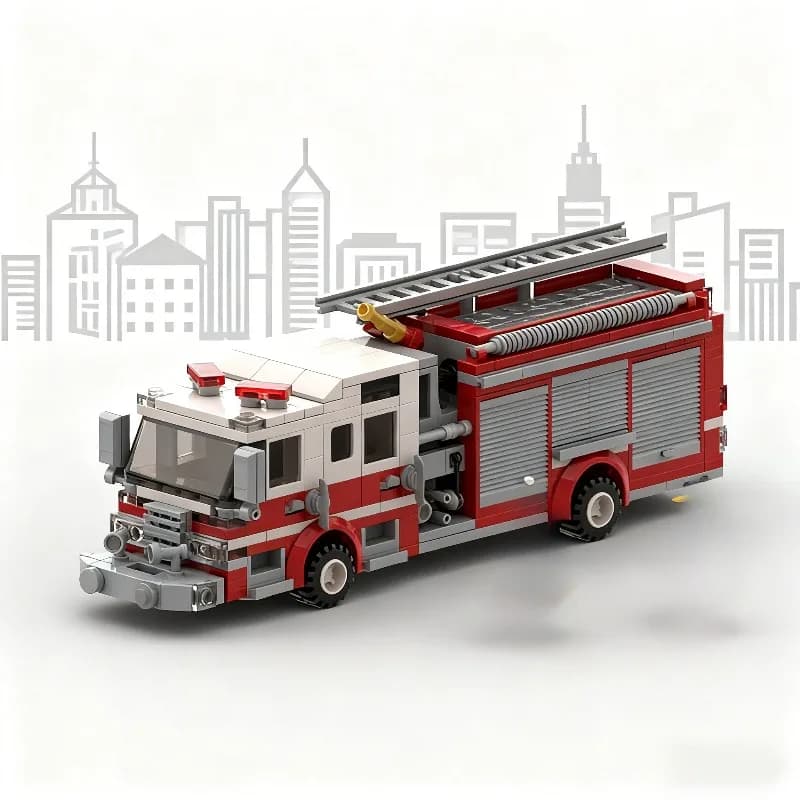 Modello di camion con pompa antincendio da 420 pezzi - Kit di costruzione di veicoli di emergenza MOC per adolescenti e adulti, regalo da collezione