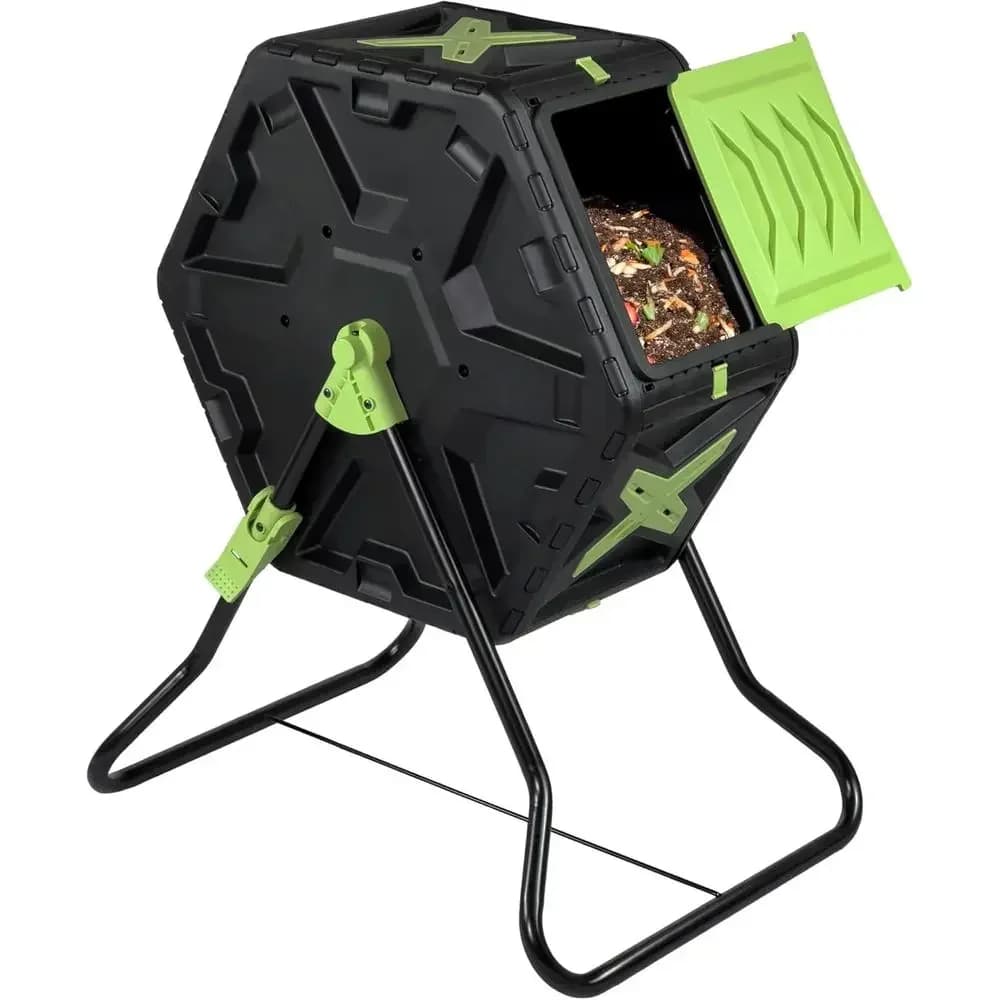 Rotating 21-Gallon Outdoor Compost Bin - BPA-Free, Weather-Resistant for Efficient Soil Enrichment