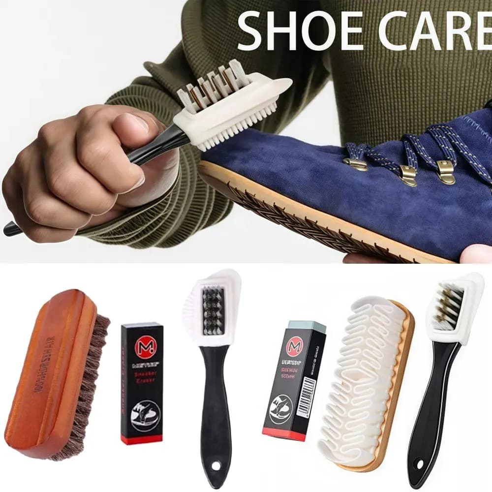 3 pezzi/set con gomma kit spazzola in pelle scamosciata rimozione macchie kit spazzole nubuck multifunzionali spazzola morbida spazzola per la pulizia delle scarpe