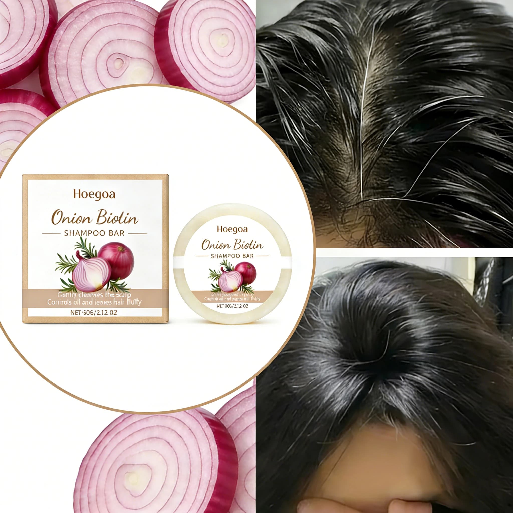Biotin shampoo bar with red onion with rosemary extract, delicate, dandruff, oil control, refreshing, scalp cleaning, hair care bar