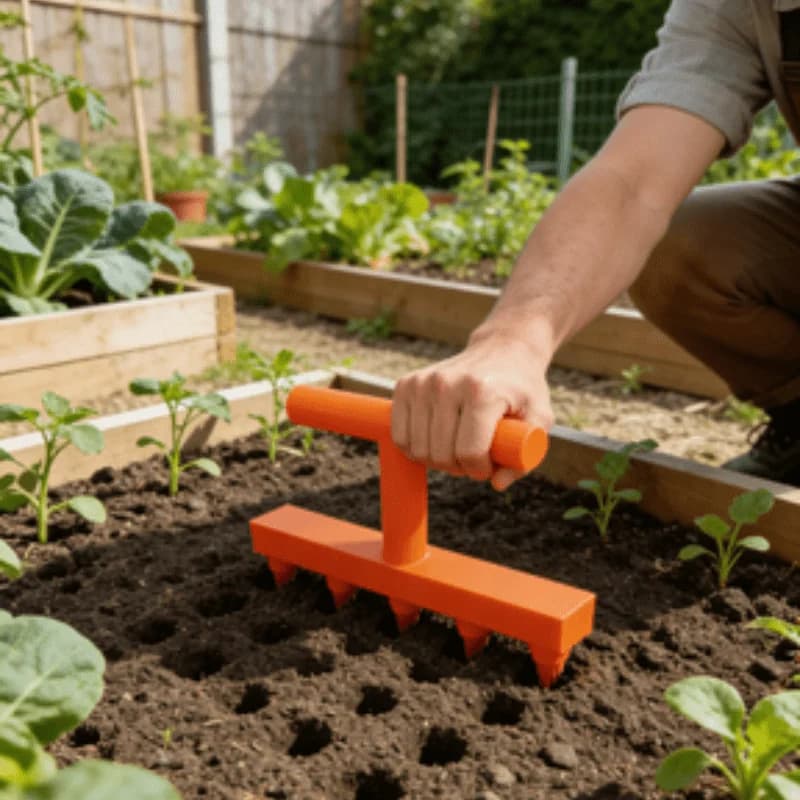 Plastic Seed Dibber Soil Hole Punch Tool T‑Handle Garden Seeding Dibbler for Vegetable Flower Sowing Planting Seedling Gardening
