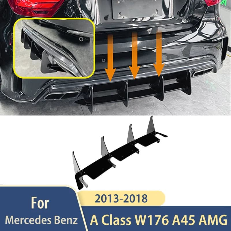 For Mercedes Benz A Class W176 A45 AMG Rear Bumper Lip Diffuser Accessories 2013 2015 2016 2017 2018 Hatchback Car Body Kits