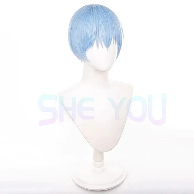 e;5'v\7,j/3;Anime Frieren at the Funeral Cosplay Himmel 30cm Short Light Blue Scalp Wigs Heat Resistant Synthet8'j.9\k;5,h/