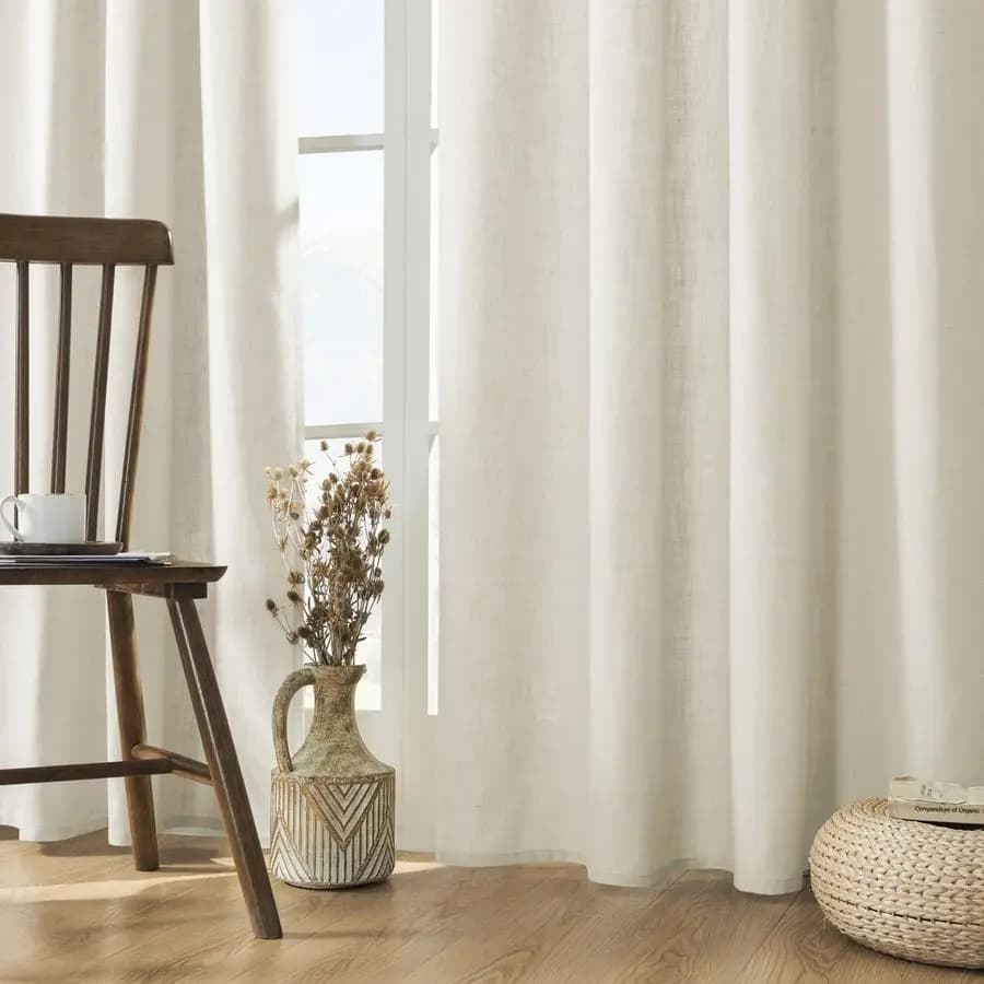Curtains in Linen Lengths 84 Inches, 2 Panels, Filtrant Drains Light 52 Inches Width with Pockets for Auction to Language 84 L x 52 L, Ivory on Linen